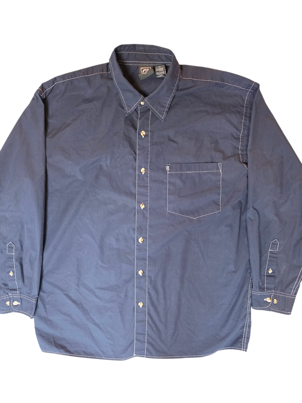 G7 Shirt Men’s XL Navy Blue Button-Down Long-Sleeve Preppy Hipster Travel Nature